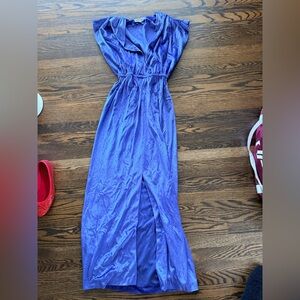 Halston IV vintage velvet Blue Maxi Dress small